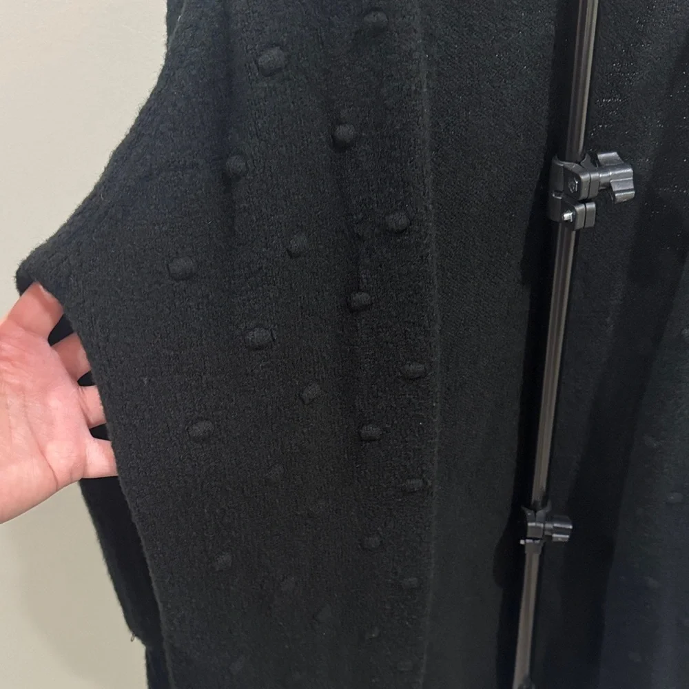 Black Textured Open-Front Women's Sweater Cardigan